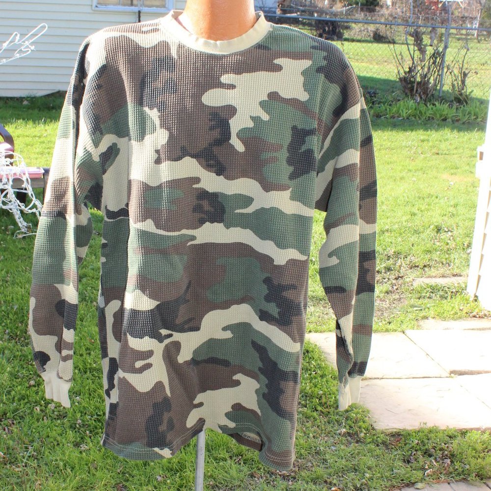 Galaxy Athletic Sportsgear Men's Camouflage Waffle Shirt Long Sleeve